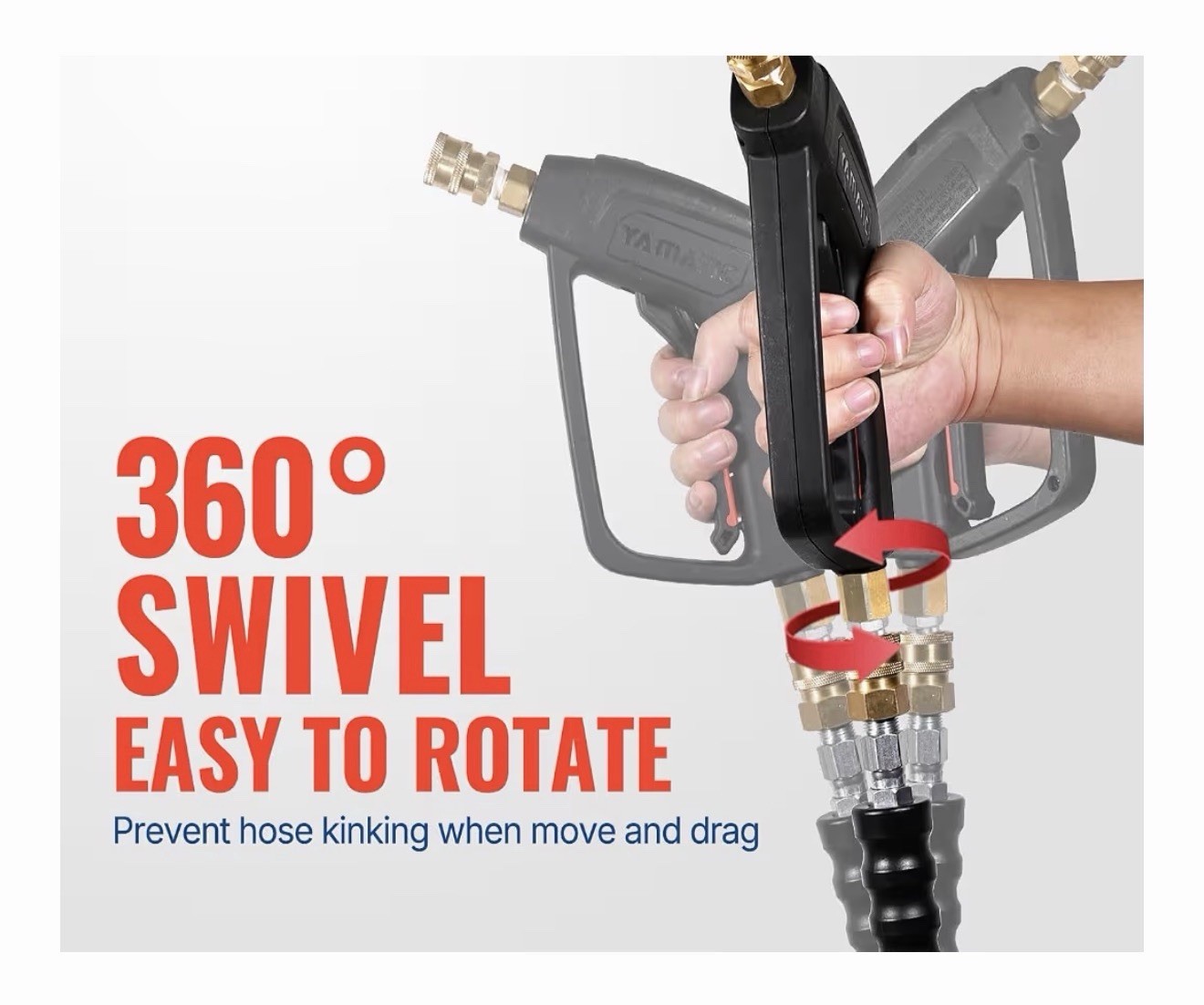 YAMATIC 4000 PSI Pressure Washer Gun Wand Swivel 3/8 M22 Stainless
