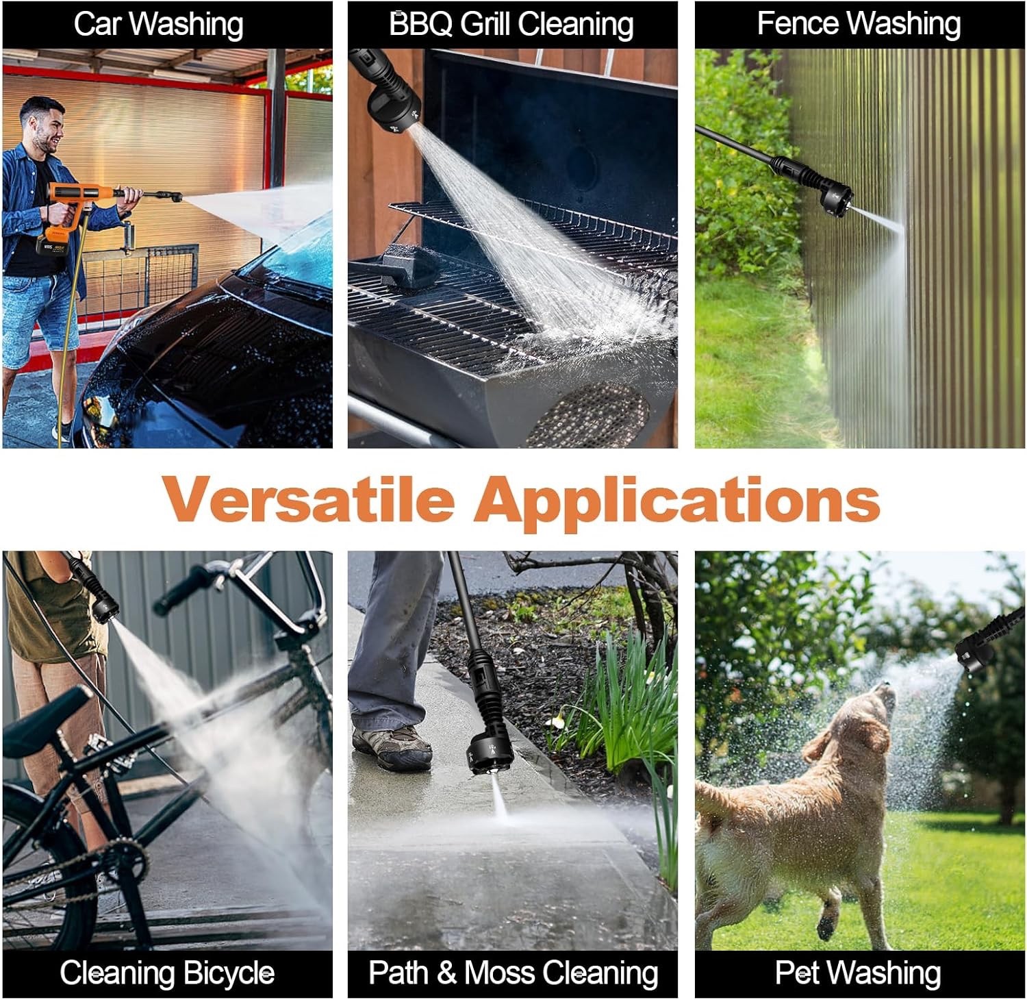 Cordless Pressure Washer, 2000PSI MAX Portable Pressure Washer with Brushless Mo
