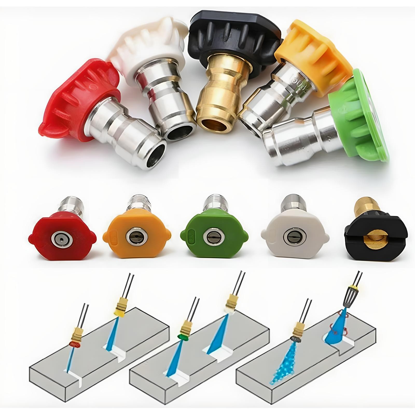 For 5X Pressure Washer Spray Nozzle Set Quick Connect 1/4″ High Power Tips NEW
