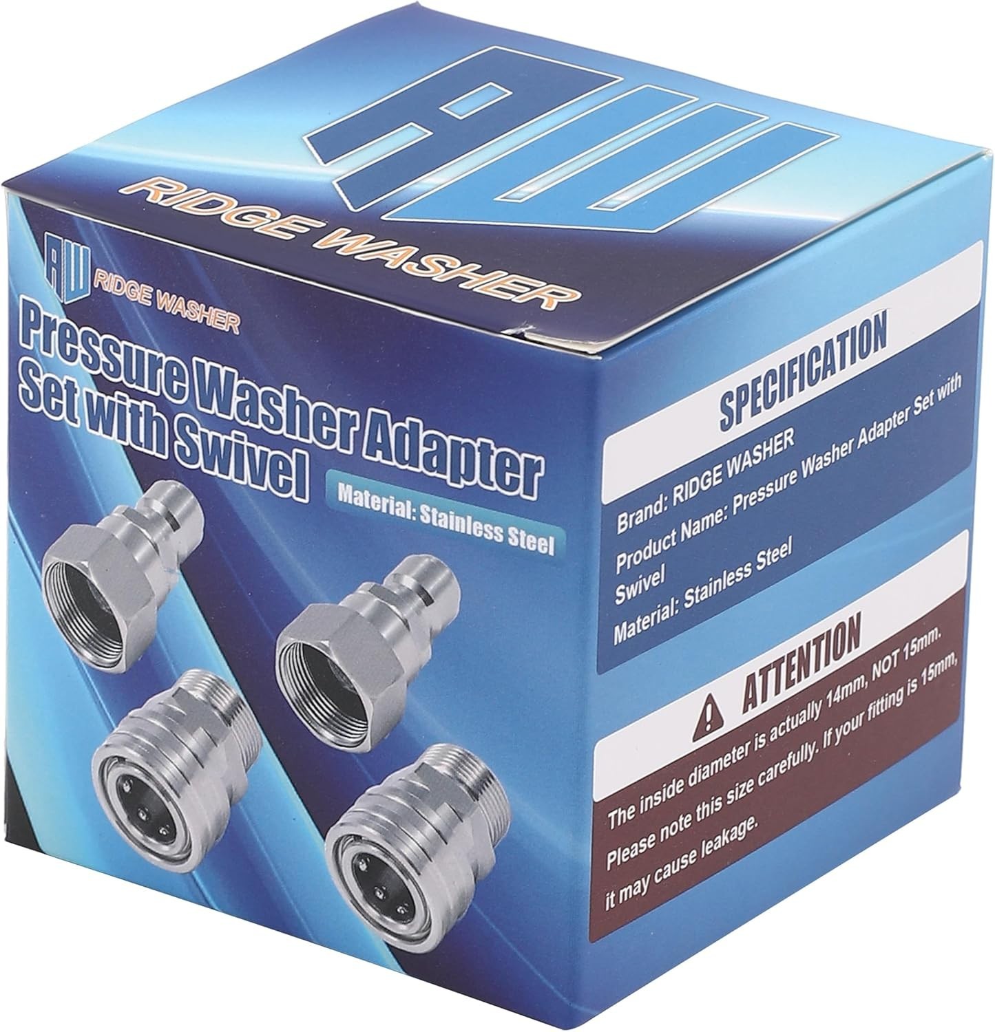 Comprehensive 4 Pack M22 14mm Quick Connect Stainless Steel Pressure Adapters
