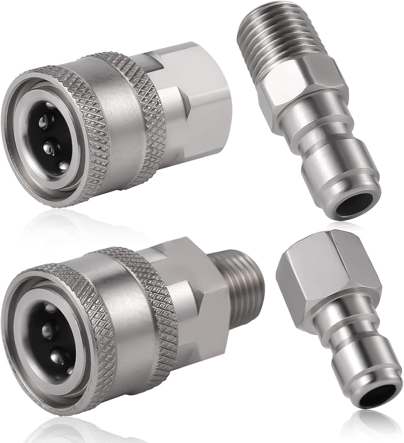 4Pcs Pressure Washer Coupler, NPT 1/4 Inch Stainless Steel Quick Connect Fitting