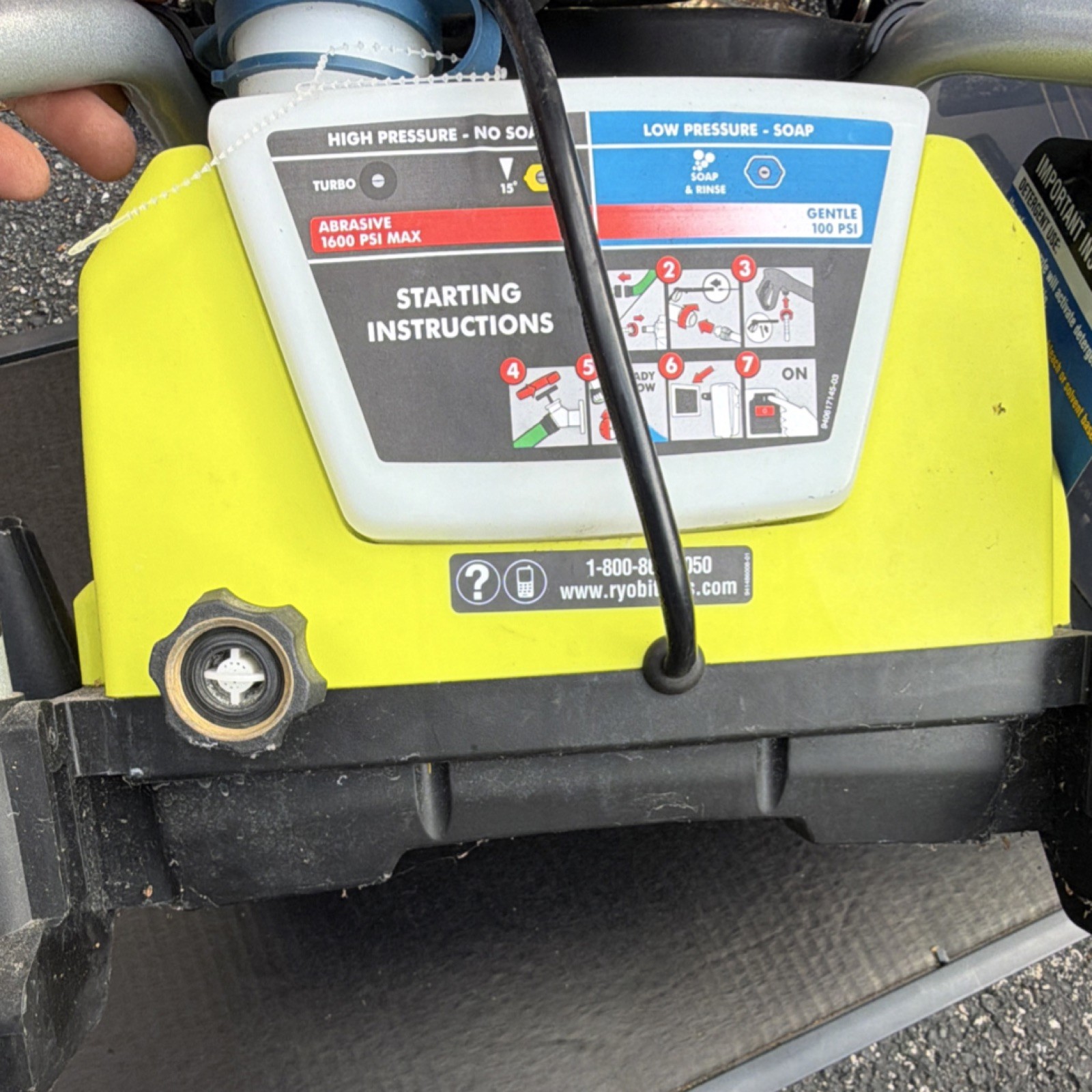 Ryobi RY141600 Electric Pressure Washer 1600 PSI Soap Tank Turbo Nozzle Hose