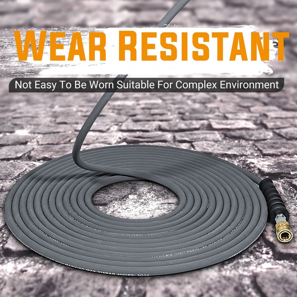 YAMATIC 5/16″ 4000 PSI Pressure Washer Hose 50/100FT with Swivel Quick Connector