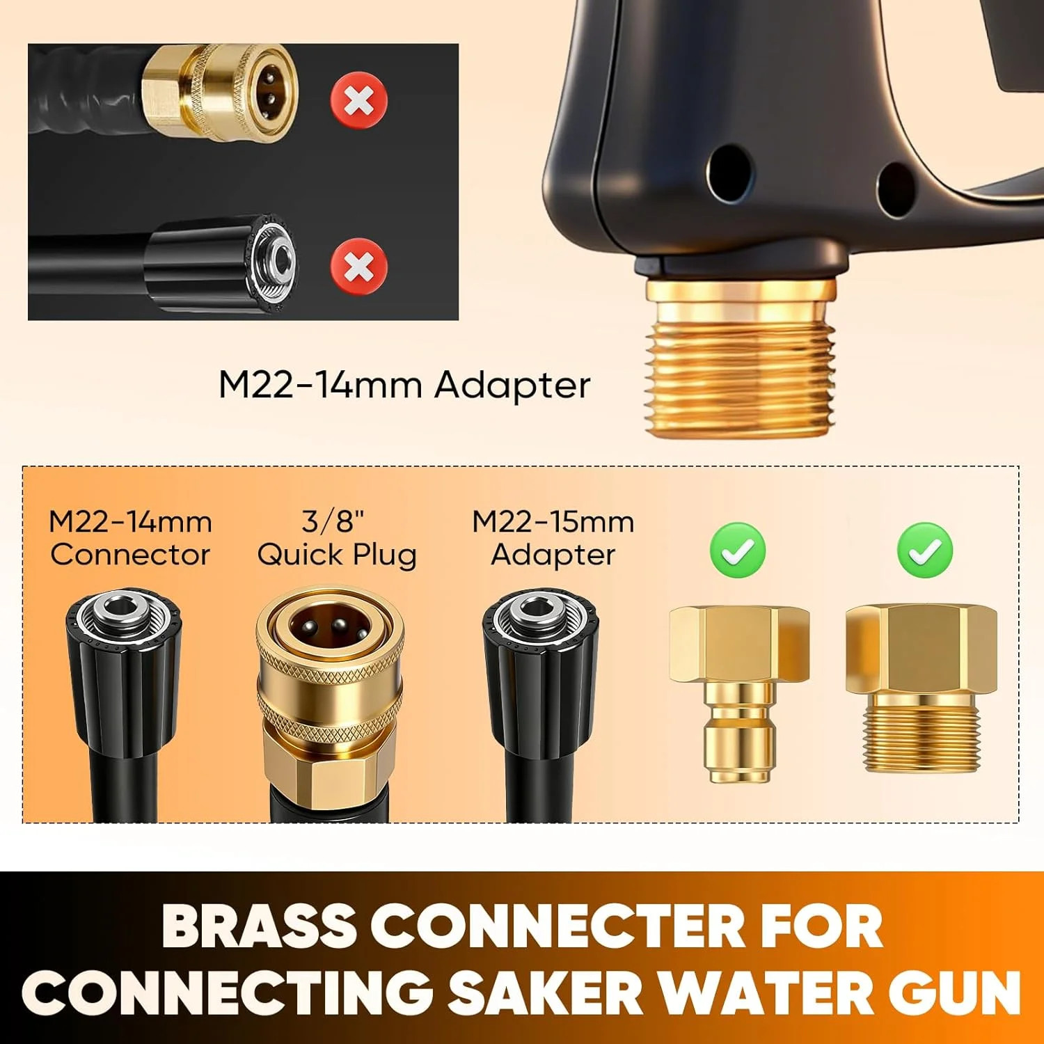 Saker Foam Cannon Dual Connector Accessory for Pressure Washer Kit,with Dual-Pur