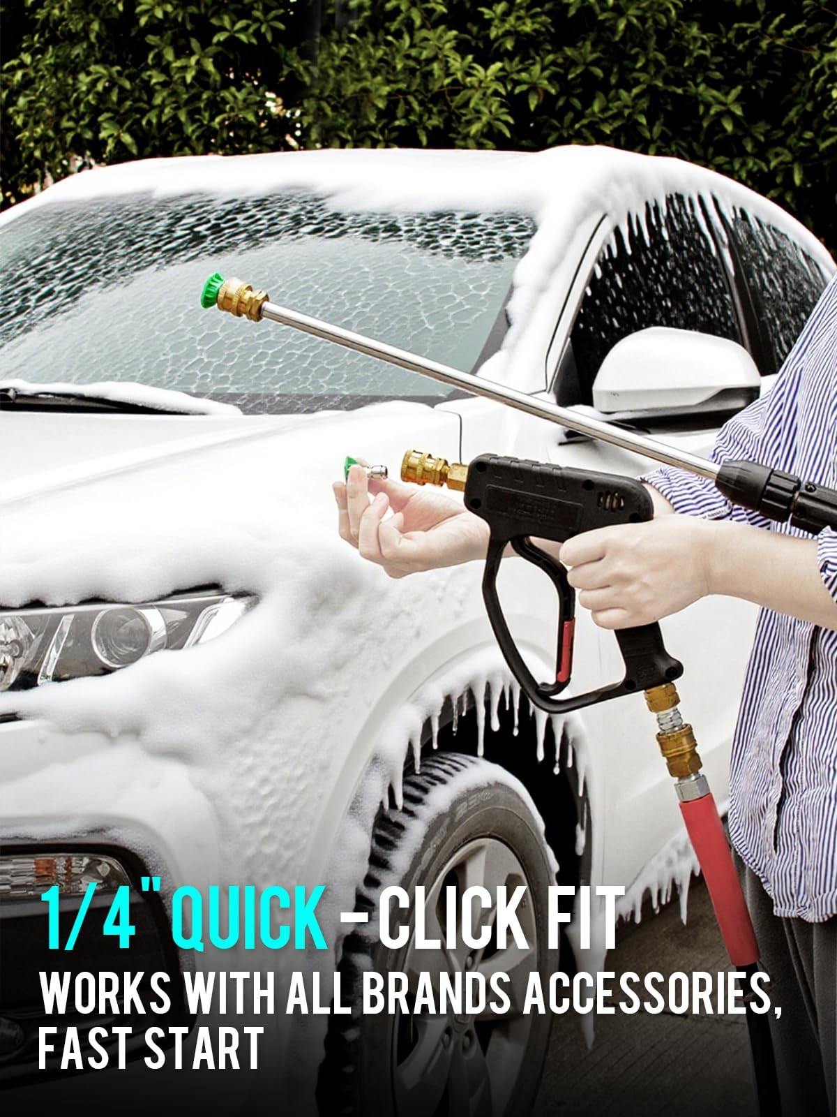 Short Pressure Washer Gun 5000PSI 10.5GPM 3/8 Inch Quick Connect M2214mm
