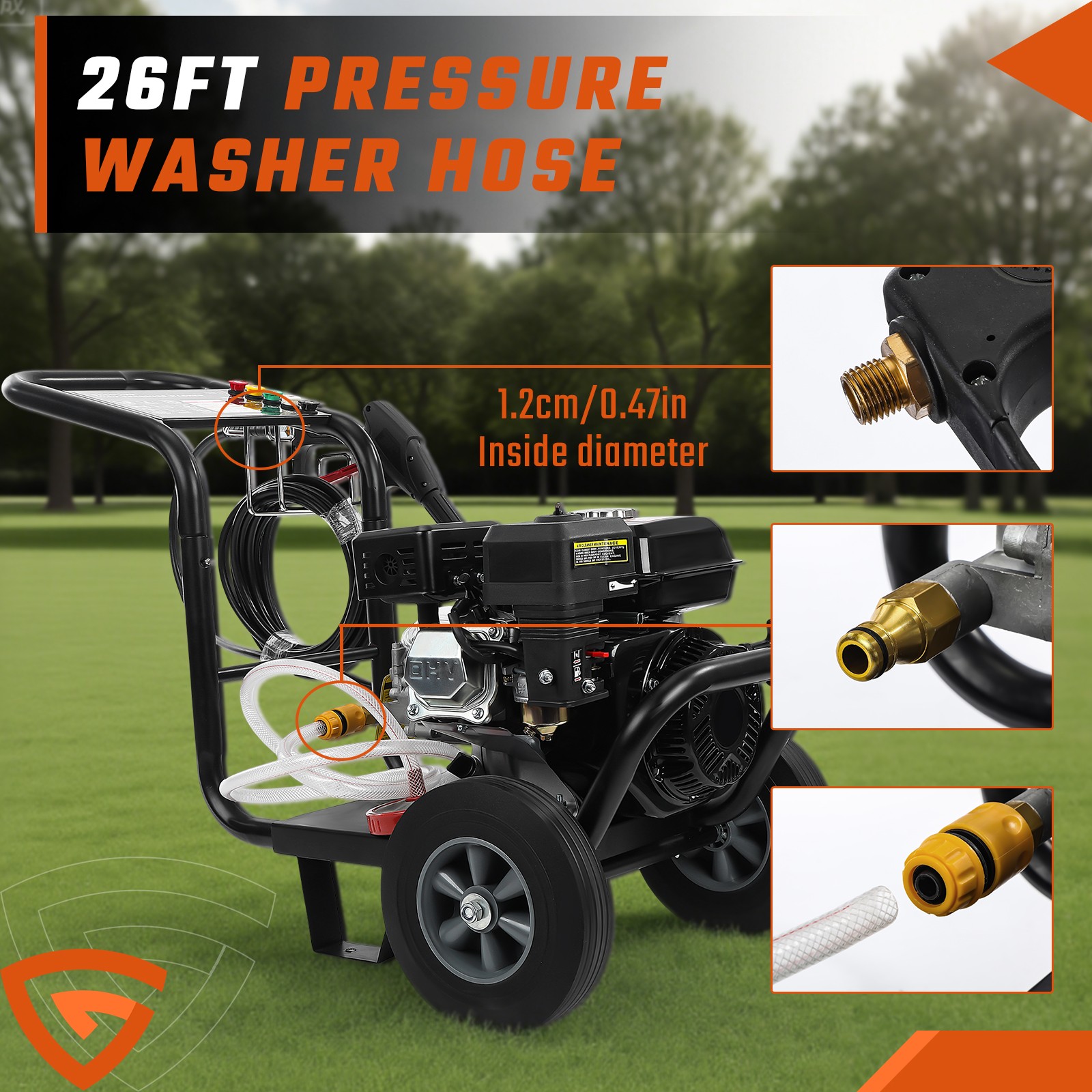 High Pressure Cleaner 3500PSI Gas Powered 212cc 7HP w/ 5 Nozzles For Cars Fences