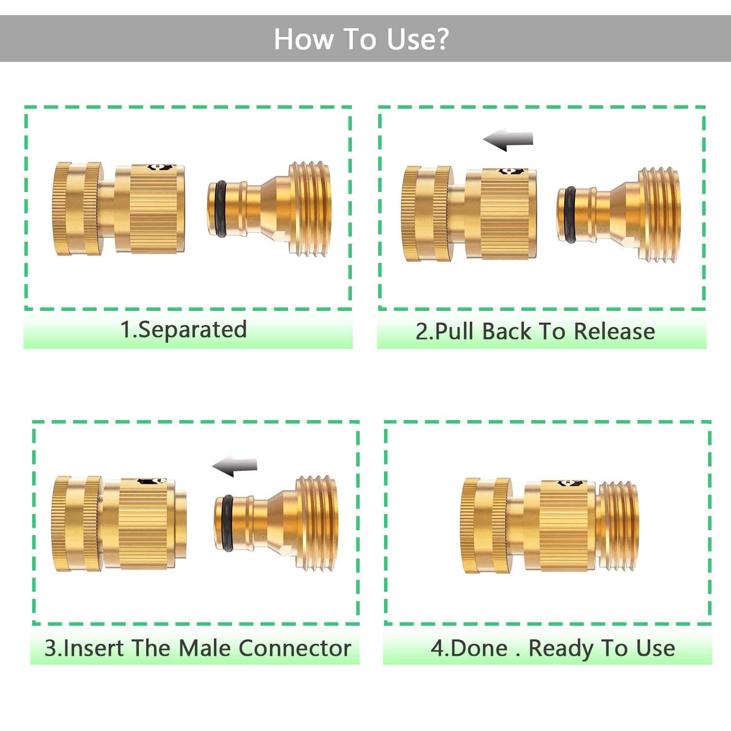 BoArt Solid Brass Quick Connector Set 6 Sets 3/4″