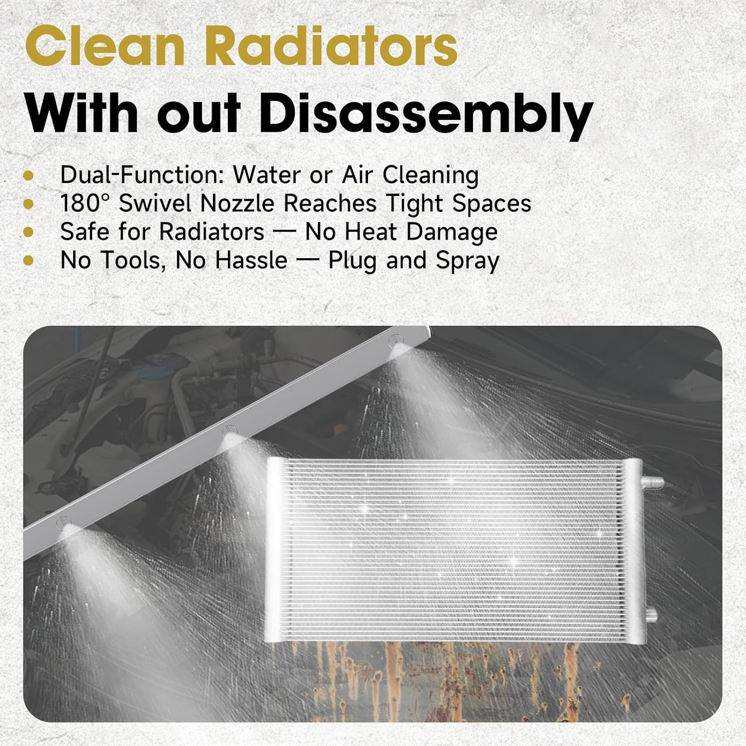 39″ Pro Radiator Cleaning Wand Kit–Radiator Cleaner Tool with Spray Nozzles +