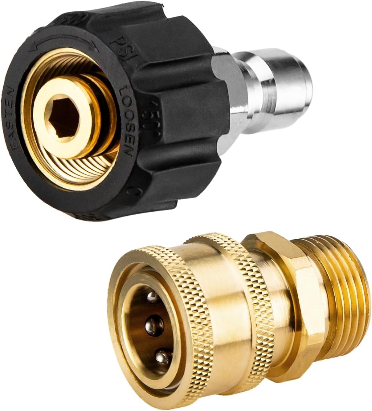 Pressure Washer Adapter Set M22 14mm 3/8 Quick Connect Kit Brass 4500 PSI Robust
