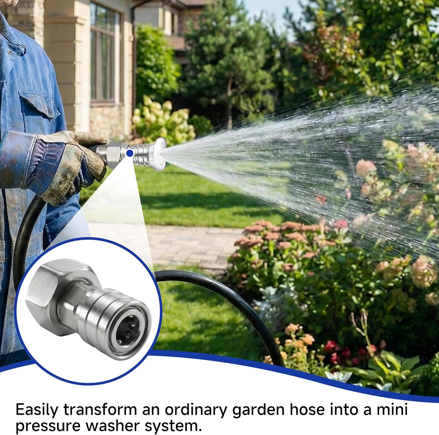 Garden Hose to Pressure Washer Adapter, 3/4″ GHT to 1/4″ Quick Connect, Convert
