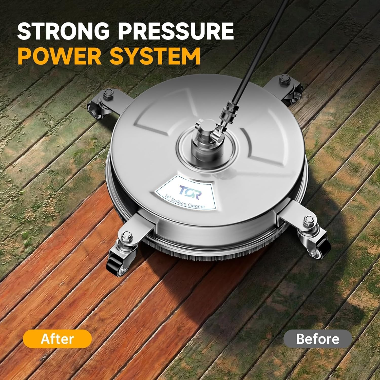 TOR 14in Pressure Washer Surface Cleaner 4000 PSI Stainless Steel w/Wheels