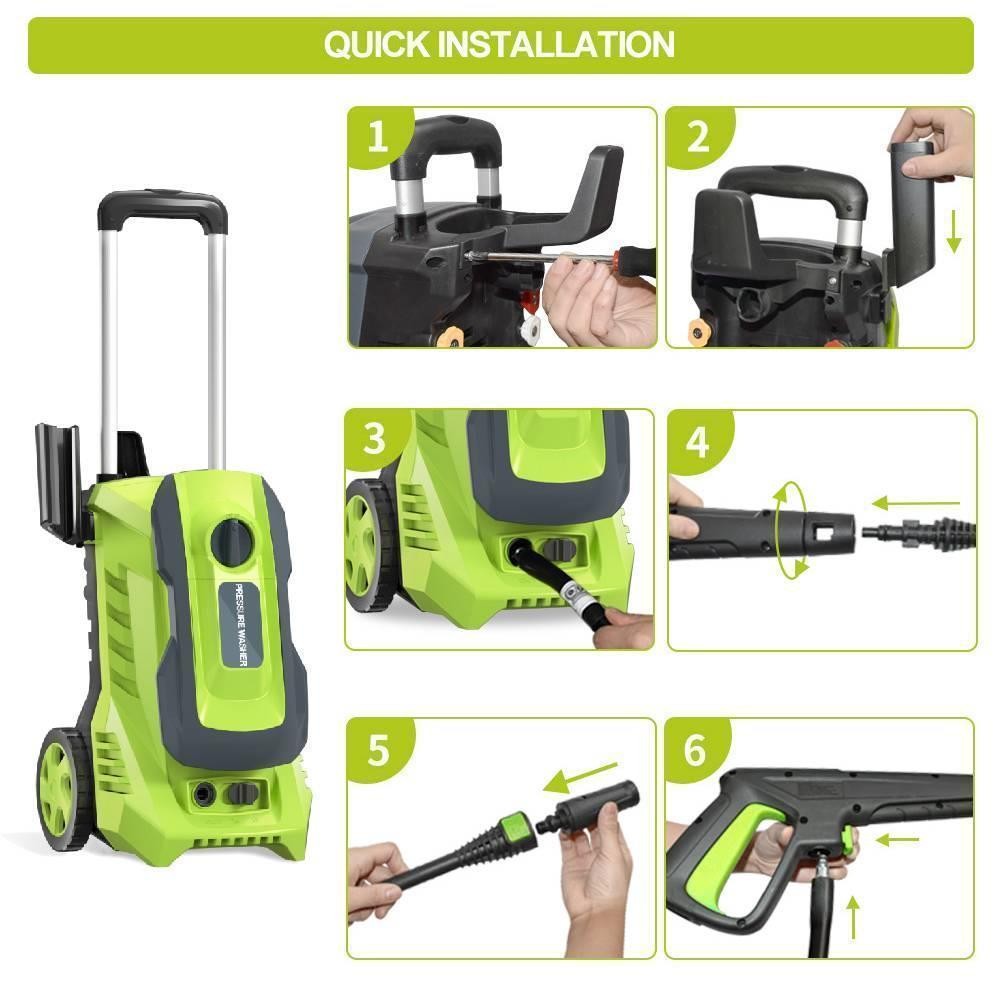 Electric High Pressure Washer 4500PSI Max with 4 Nozzles and Telescopic Handle