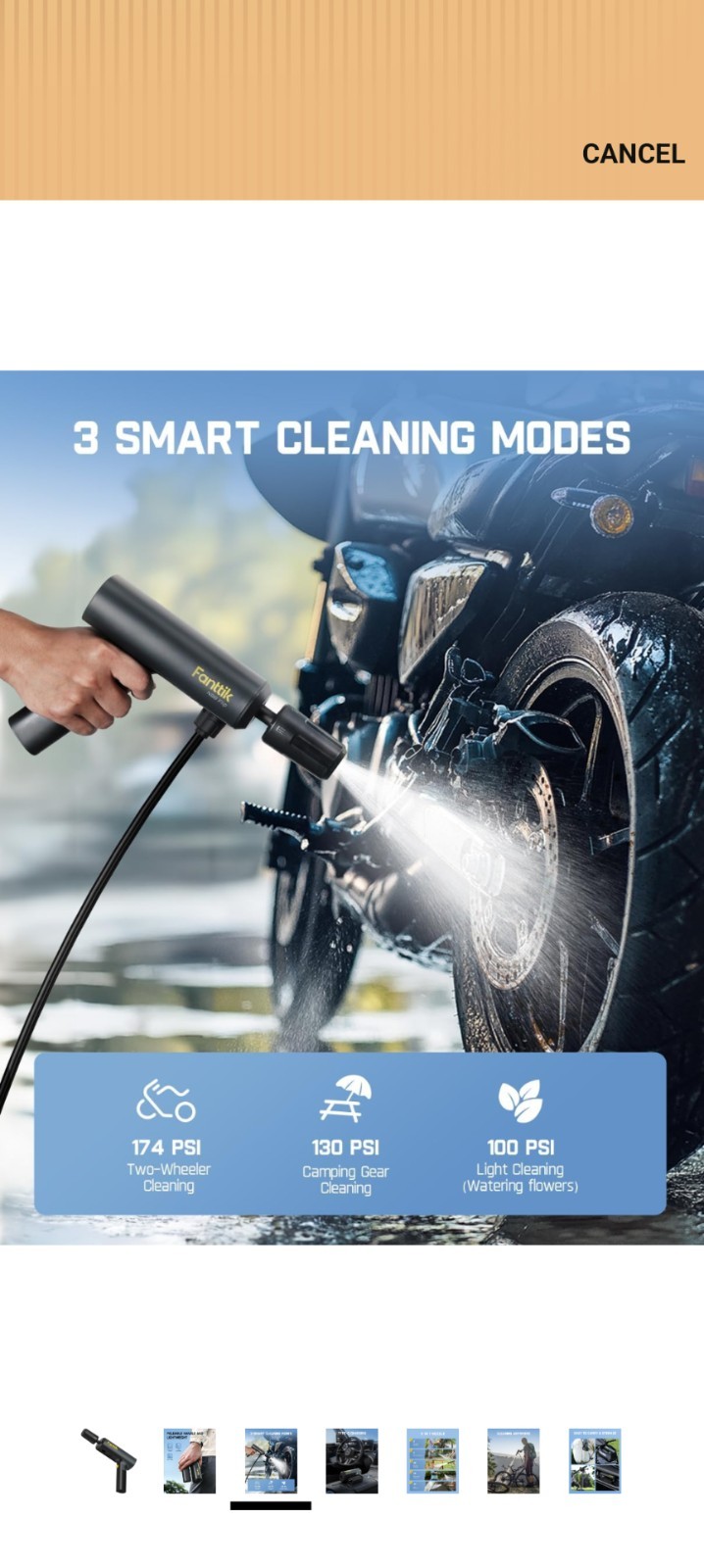 Fanttik K100 Flip Portable Cordless Electric Sprayer, Foldable Pressure Washer