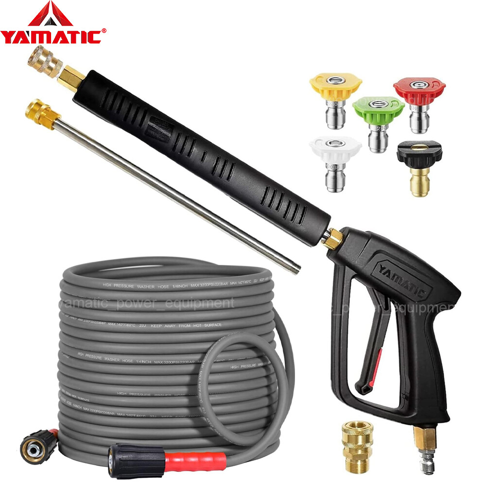YAMATIC Pressure Washer Gun and Hose Kit 3/8″ Swivel Quick Connector & M22-14mm