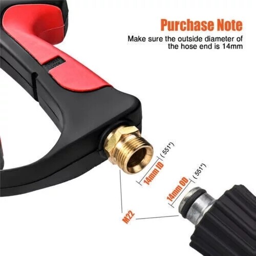 High Pressure 4000PSI Car Power Washer Gun Spray Wand Lance Nozzle + Hose Kit