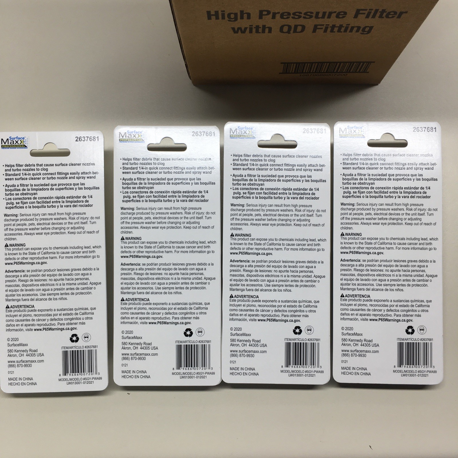 4 Pack Surface Maxx High Pressure Filter Attachment with QD Fitting #2637681