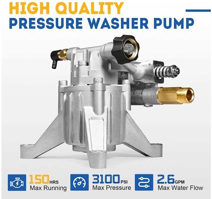 7/8″ Vertical Pressure Washer Pump 3100 PSI 2.5 GPM Rear Inlet/Outlet
