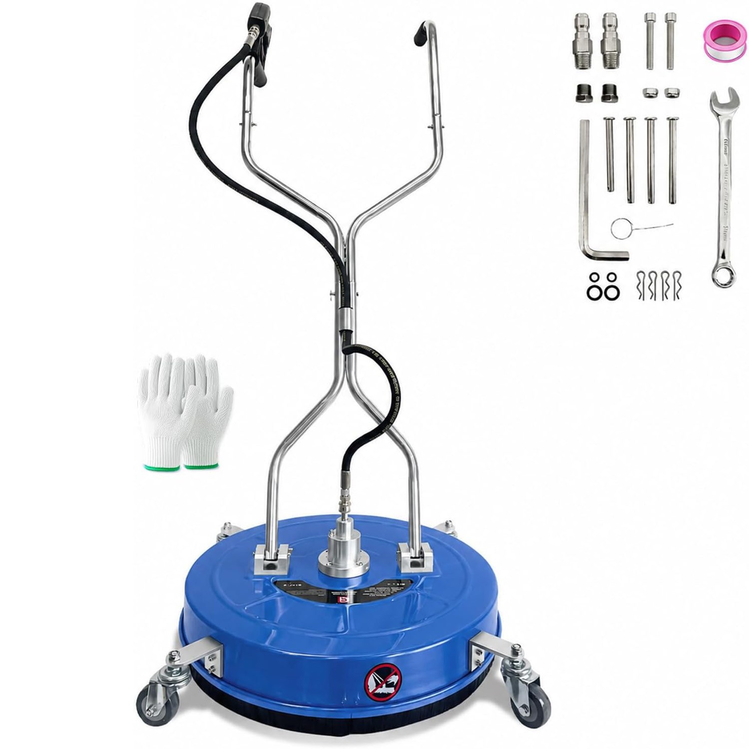 30″ Pressure Washer Surface Cleaner with Dual Handles – Stainless Steel, 4-Wheel