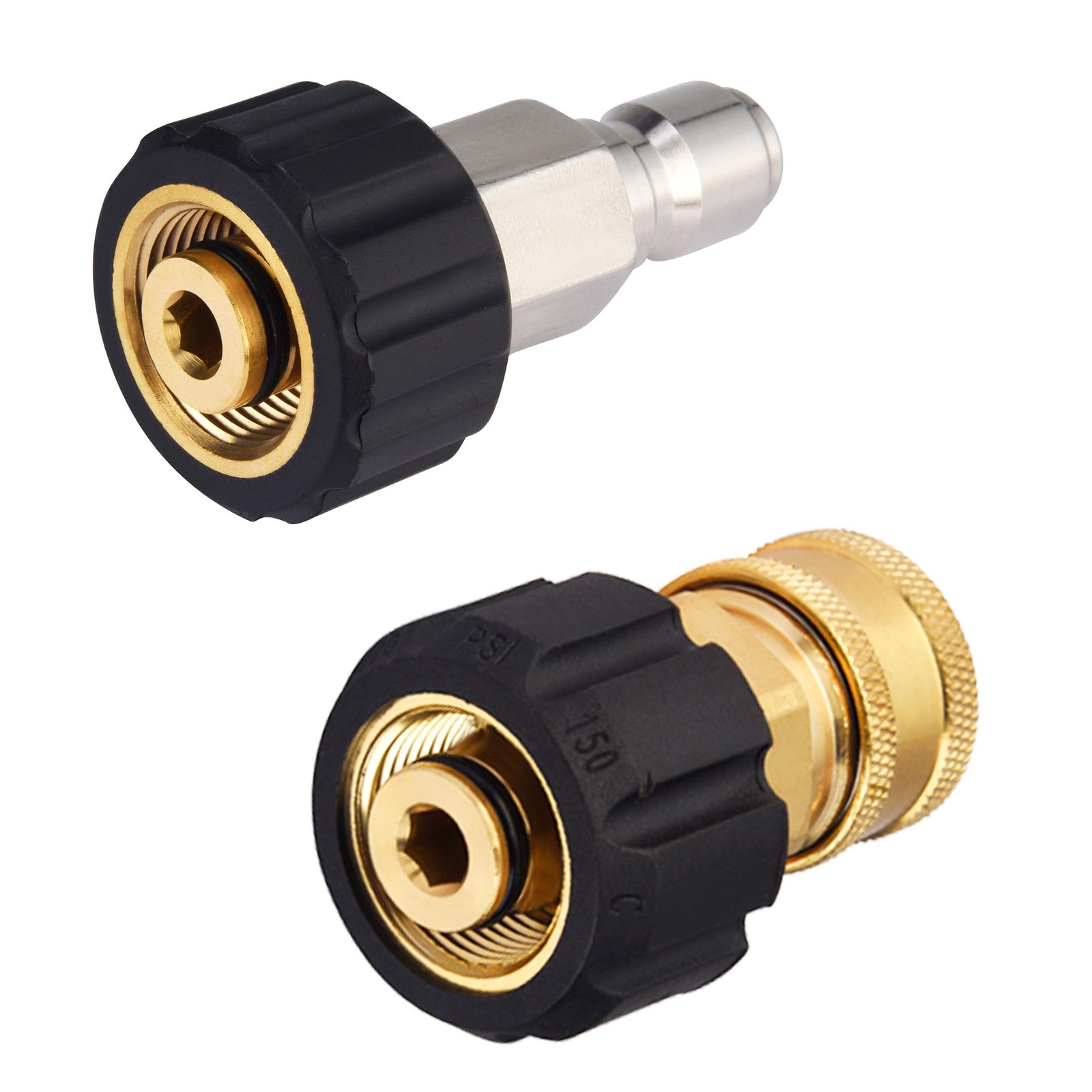 Pressure Washer Hose Adapter Set, M22 14mm to 3/8” QC, 5000 PSI
