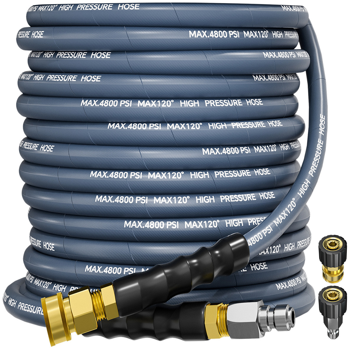 50FT 4800PSI Pressure Washer Hose 3/8″ Wire Braided Kink Resistant Power Hose BL