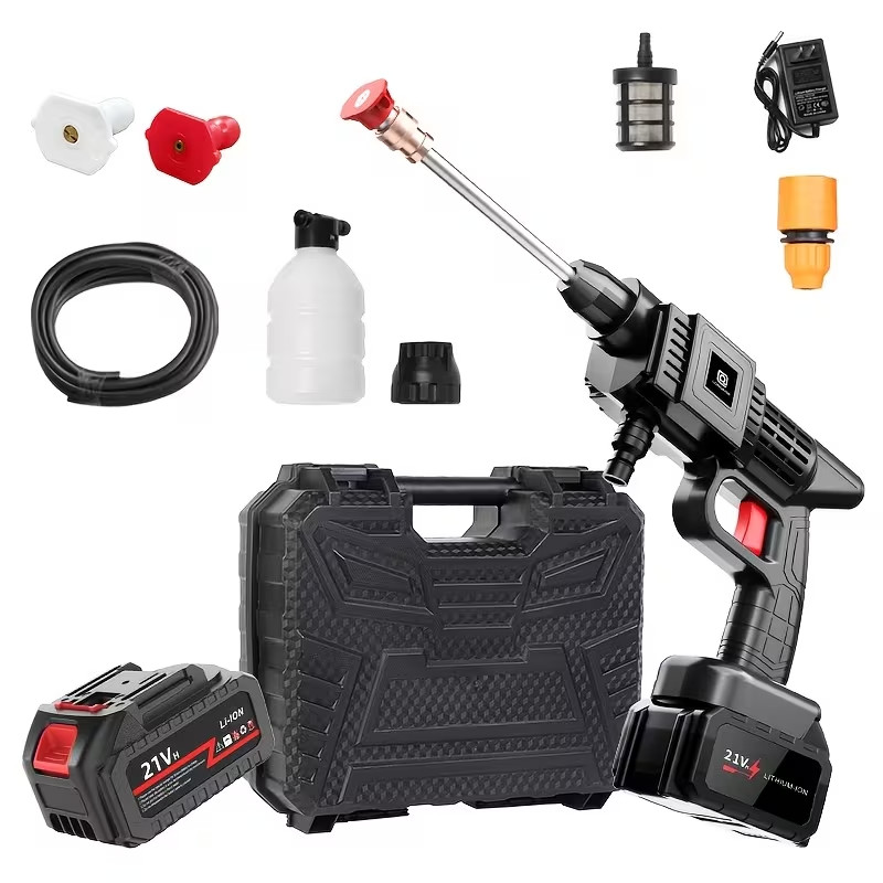 300W 30Bar Cordless High Pressure Car Washer Spray Water Gun 12000mAh Battery