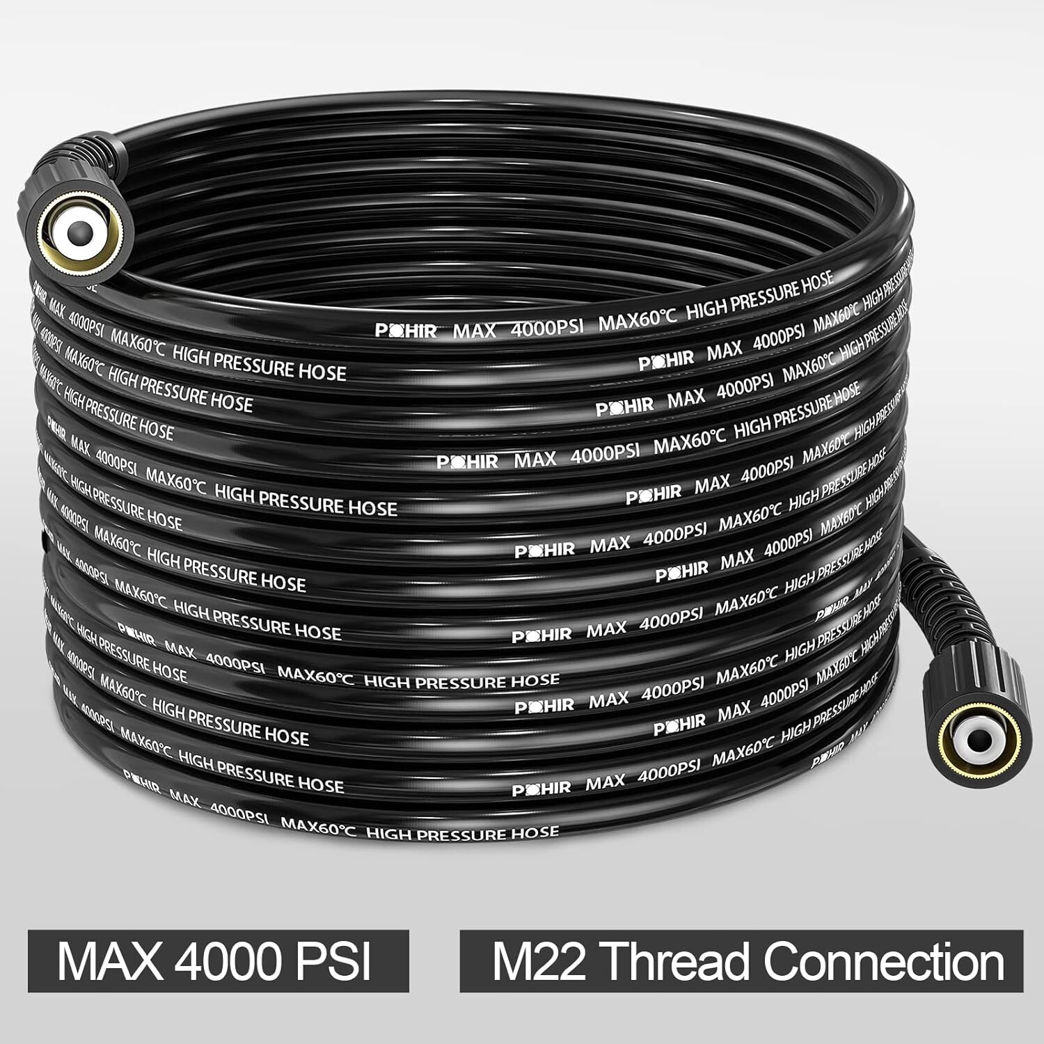 POHIR 50FT 1/4″ Pressure Washer Hose 4000PSI Kink Resistant Power Washer Hose