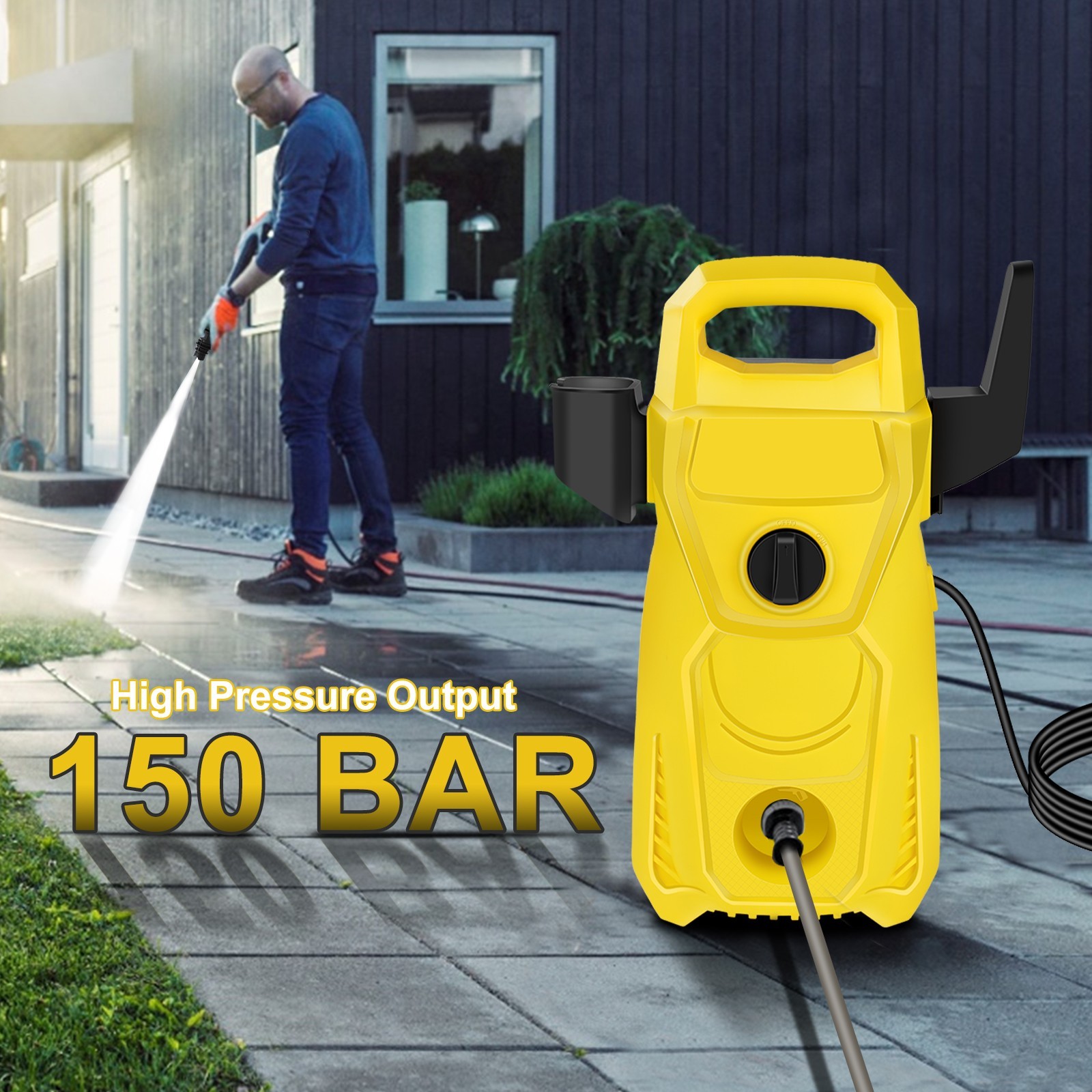 High Pressure Electric Power Washer 2800W 150Bar with Spray Gun US