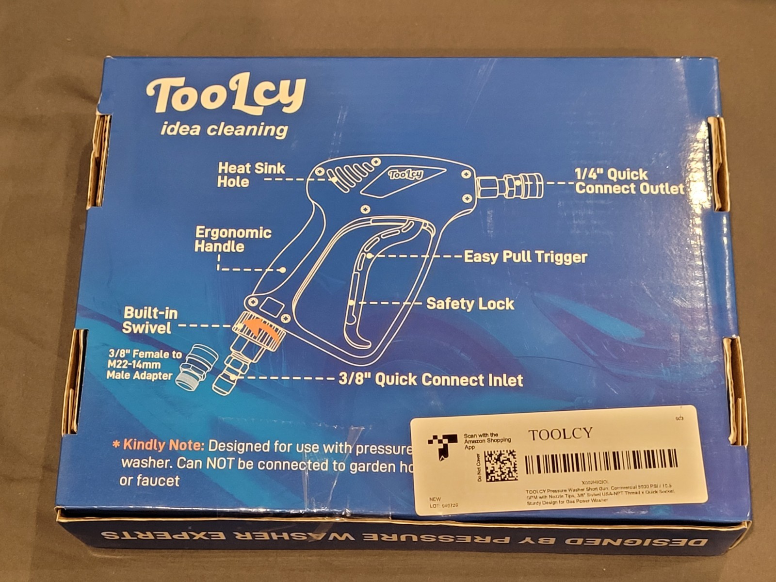 TOOLCY Pressure Washer Gun, 5000PSI 10.5GPM, M22-14mm Fitting, for Gas Washer