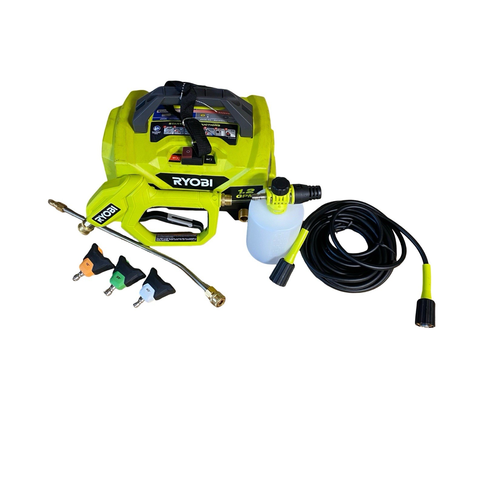 Ryobi Electric High Flow Pressure Washer 1.8 GPM Hose Gun Foamer RY14AM12 USED