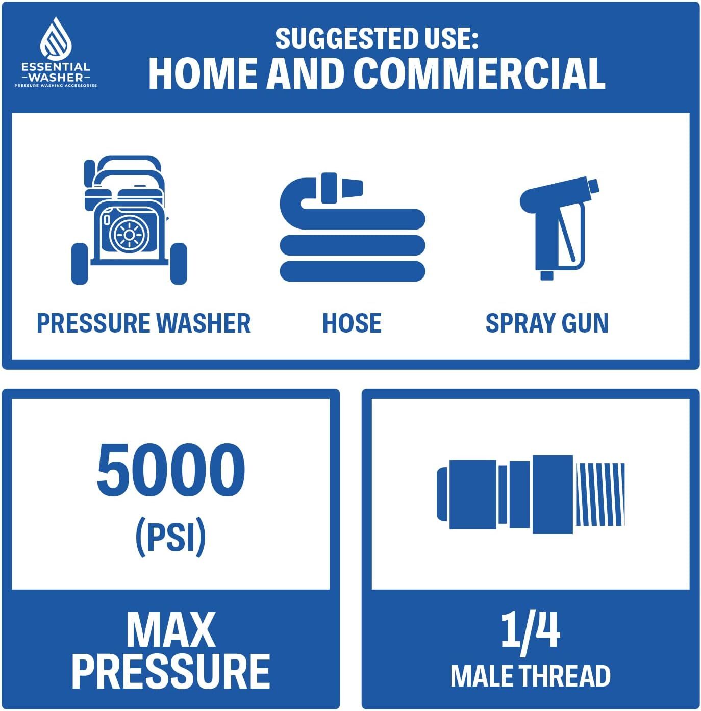 Stainless Steel 1/4 Quick Connect Fittings Pressure Washer Male NPT Plug | Set o
