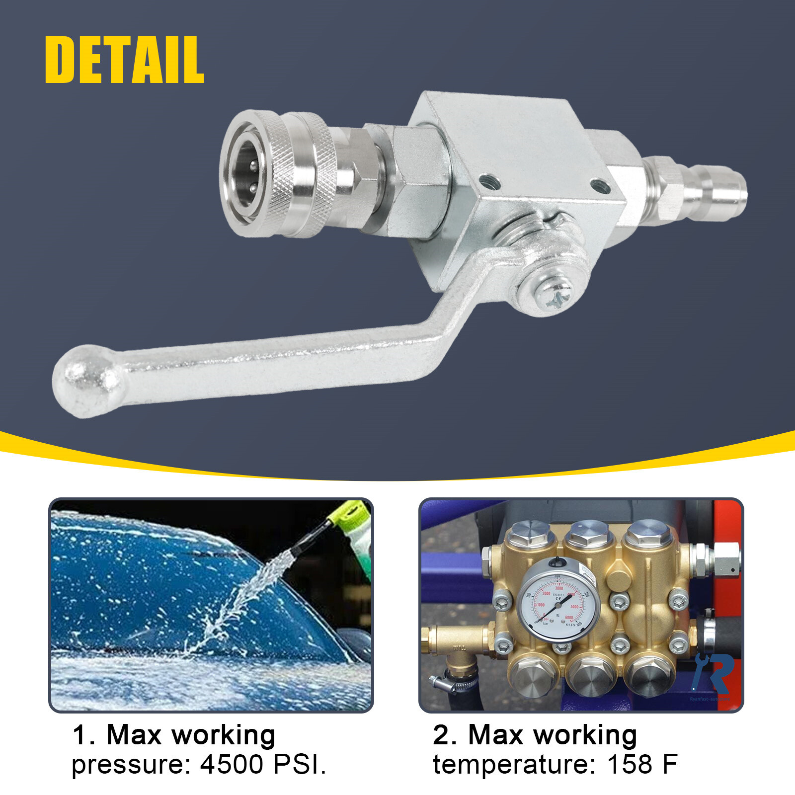 NEW 3/8″ Ball Valve for Pressure Washers Max 4500 PSI 3/8″ fitting Female Out