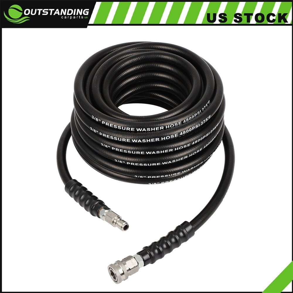 50FT 3/8″ Hot Water Pressure Washer Hose Rubber Power Washer Hose 4800 psi