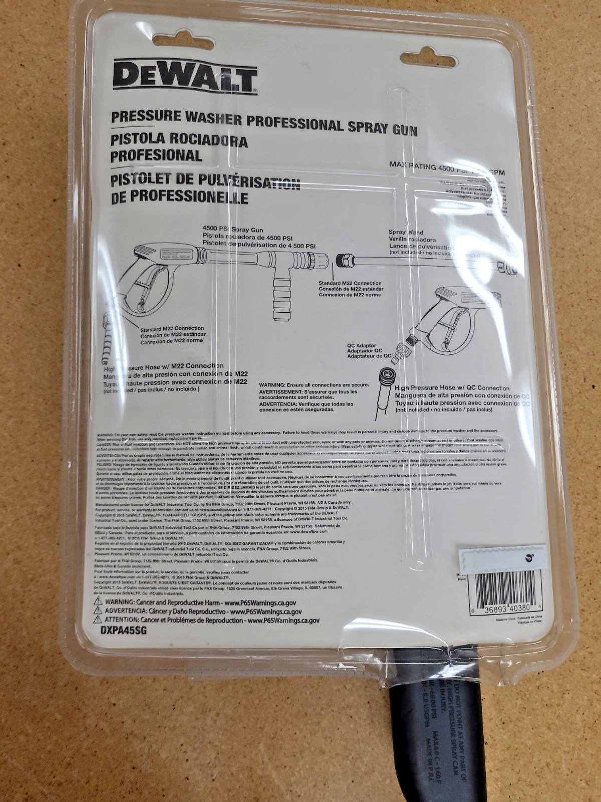 DEWALT DXPA45SG Pressure Washer Professional Spray Gun 4500 PSI A1