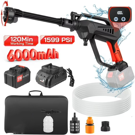 Cordless Pressure Washer 800W Portable Power Washer 6in1 Adjustable Nozzle 6.0Ah