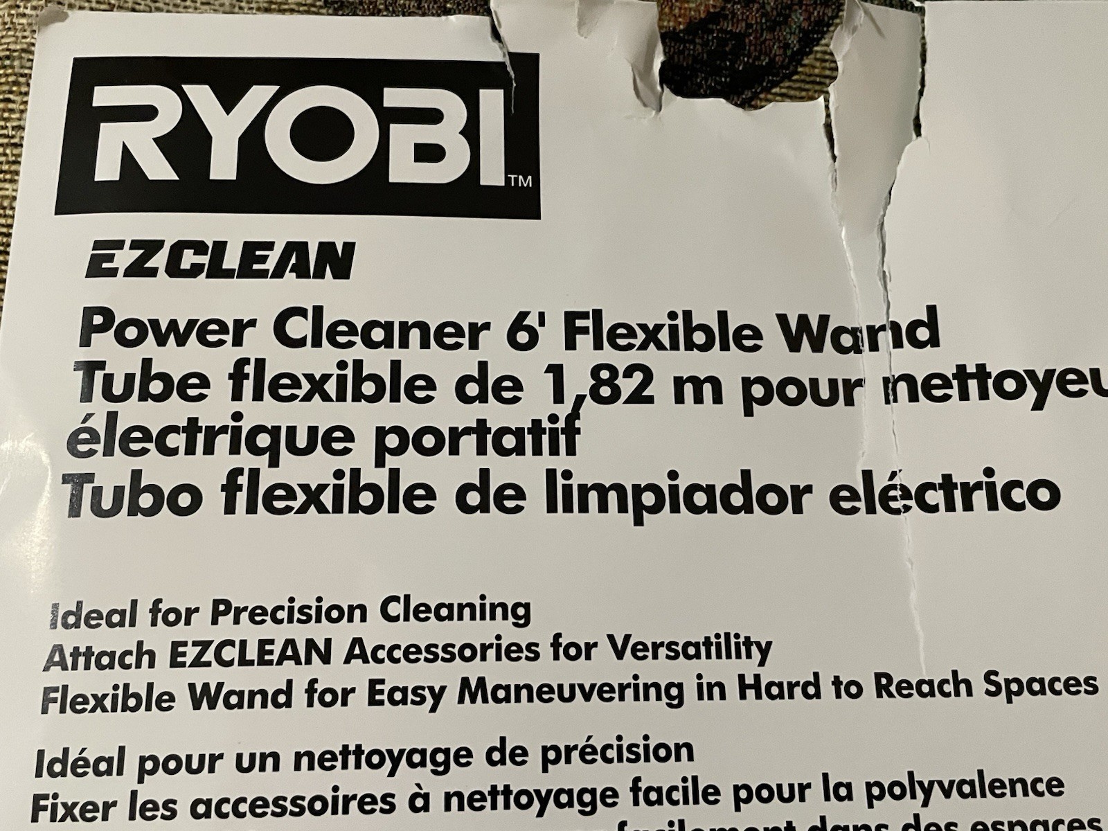 RYOBI 6′ Flexible Wand RY3112FW for Use w/ EZCLEAN Power Cleaners NEW