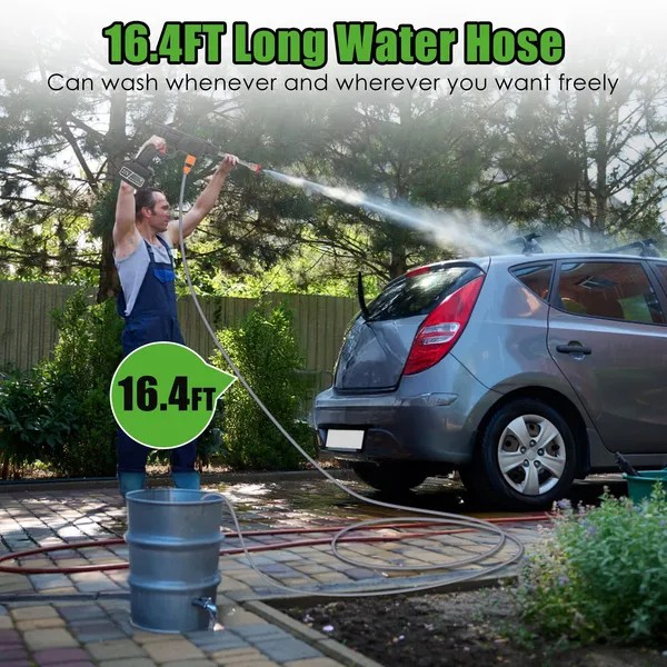 Portable Electric Pressure Washer 300W 27Bar Cordless for Car Bike Patio Garden