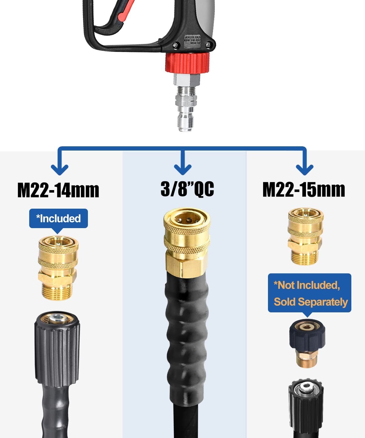 TOOLCY 5000 PSI Car Washer Gun Pressure Washer Gun 3/8″ Plug for Hot Water