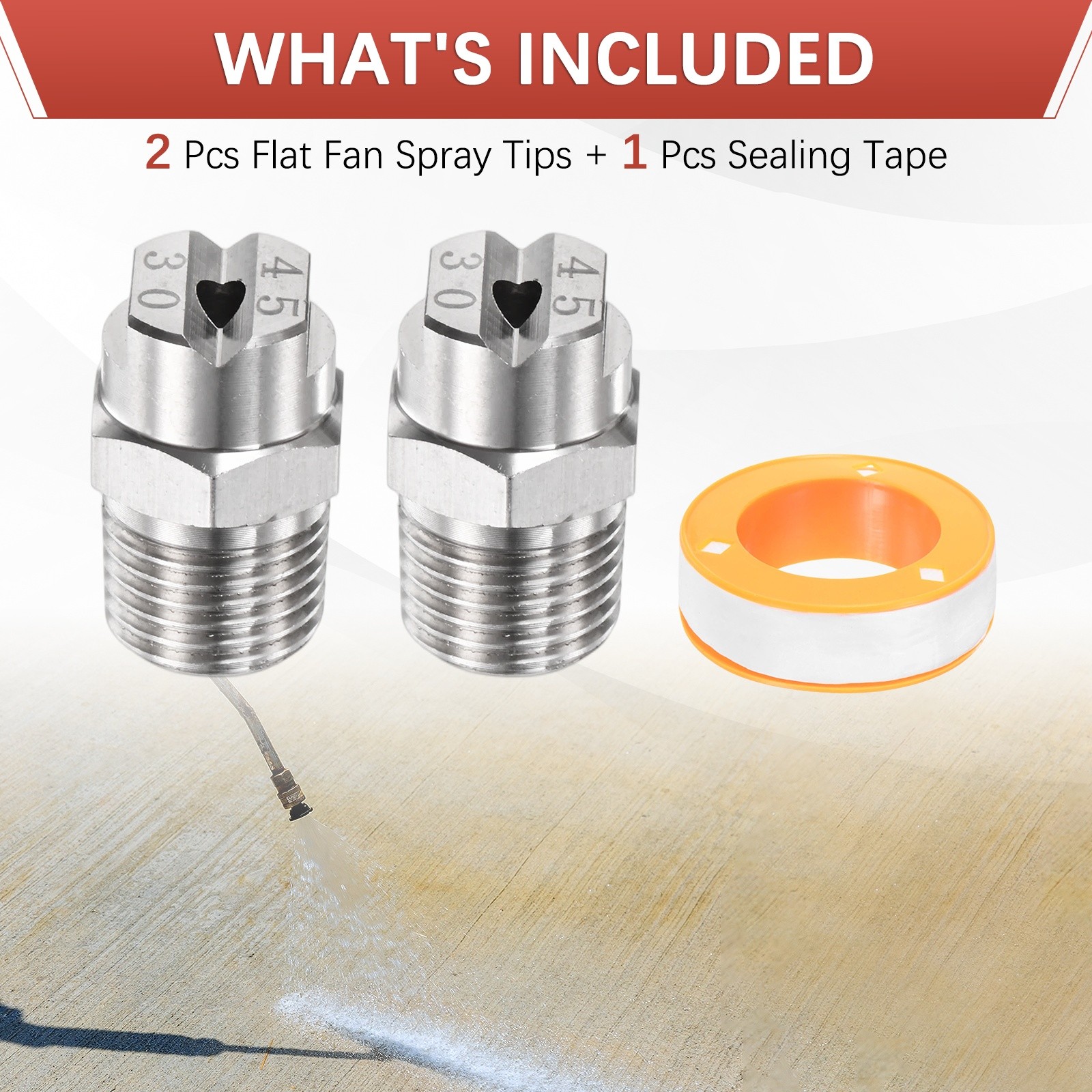 1/4″BSP 45° Flat Fan Spray Tip [3PCS] – Pressure Washer Nozzles [3.6MM]
