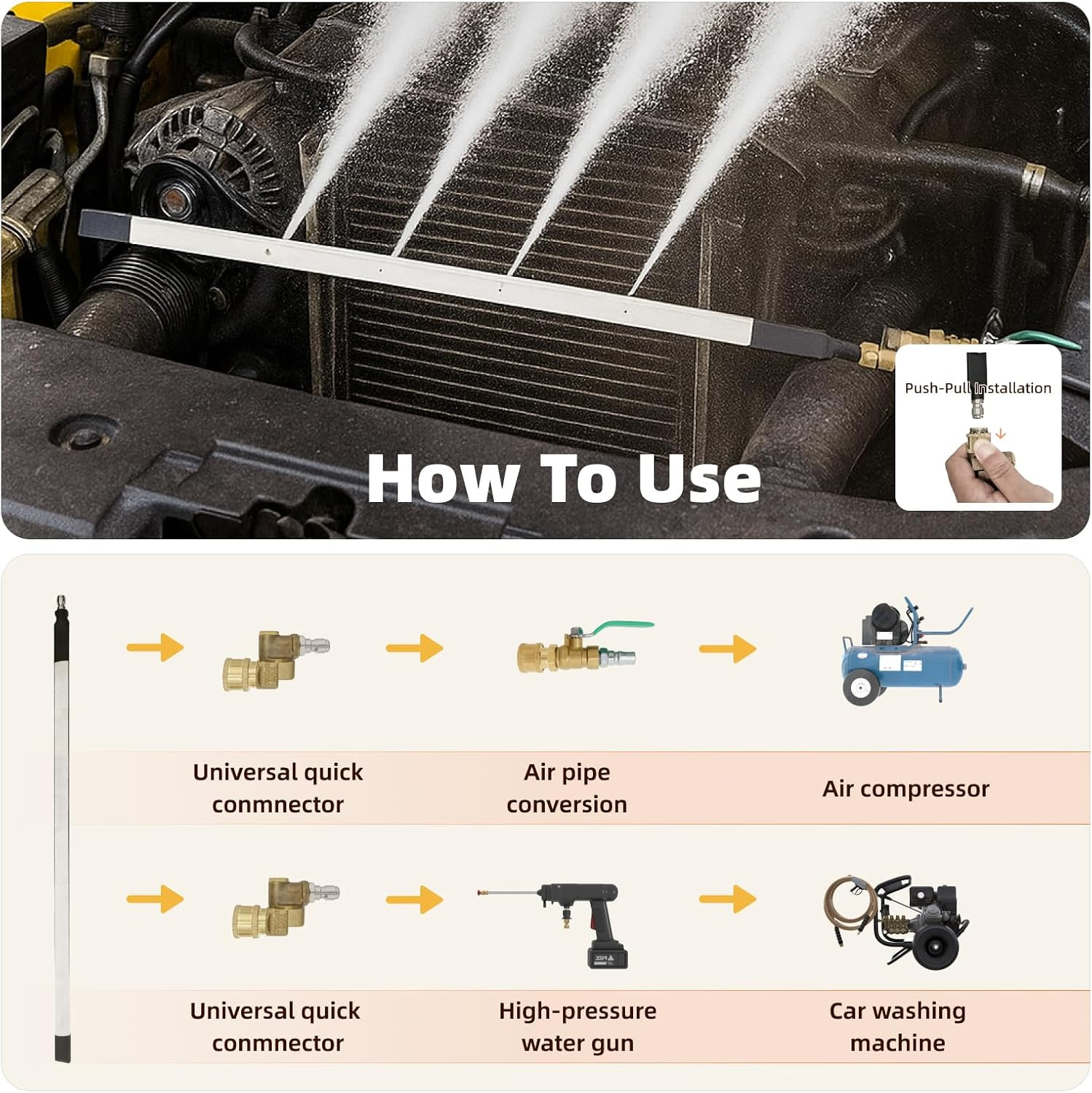 Radiator Cleaning Wand New Upgraded 24” Portable with Switch Radiator Cleaning
