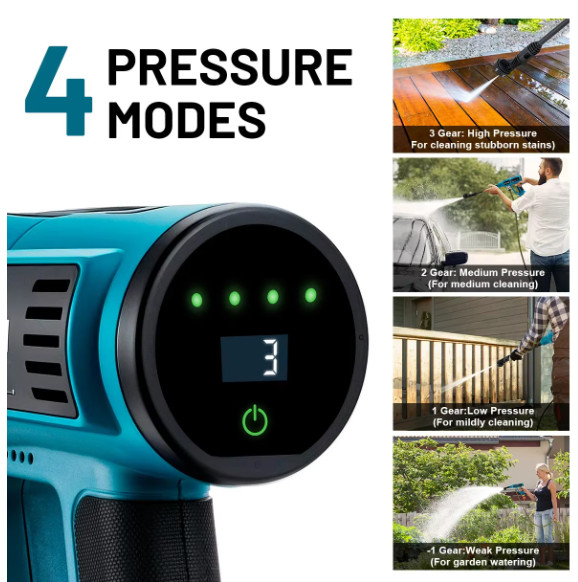 Gisam 250Bar Brushless Electric High Pressure Washer Gun 4Gear