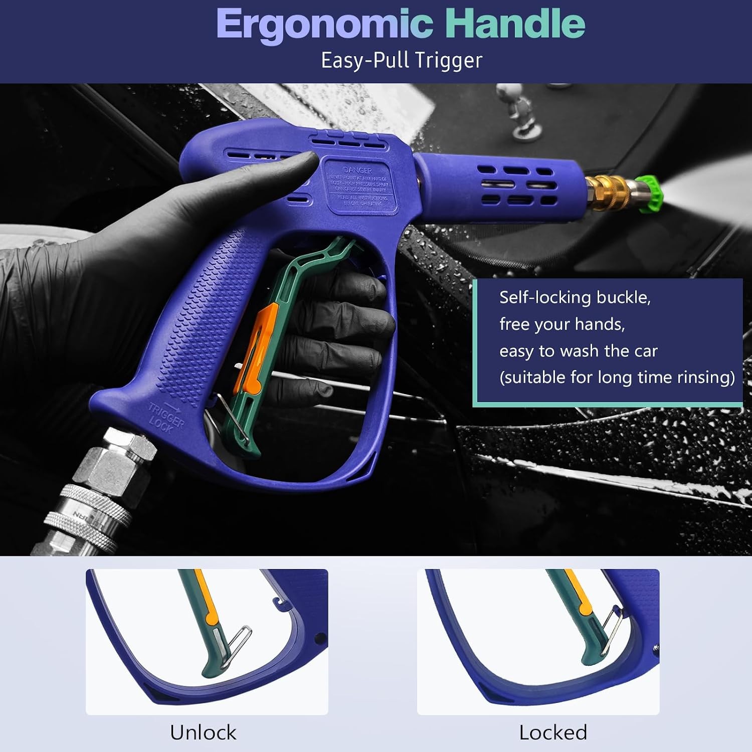 YeewayVeh High Pressure Washer Gun with 3/8″ Quick Connect and M22 14mm / 15mm F