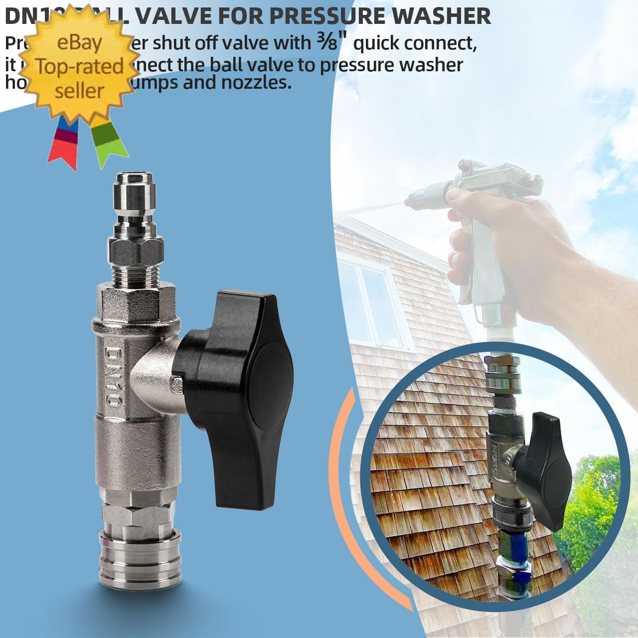 DN10 Ball Valve for Pressure Washer, 3/8″ Quick Connect Ball Valve for Pressure