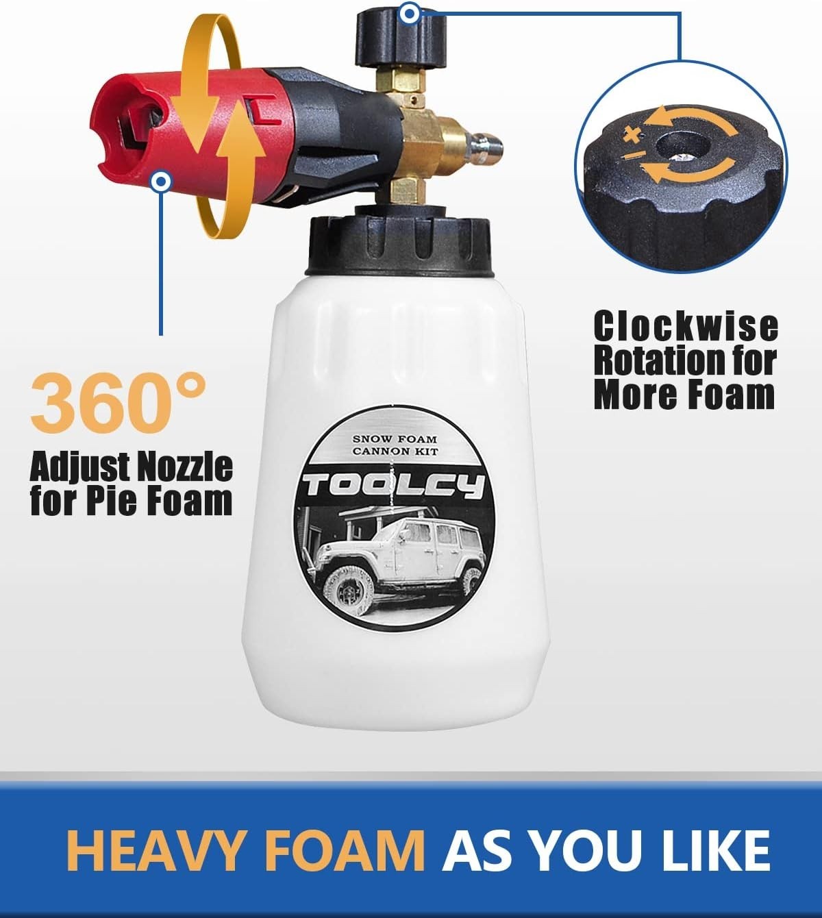 Pressure Washer Foam Cannon Kit 5000 PSI Industrial Grade Gun 5 Nozzles