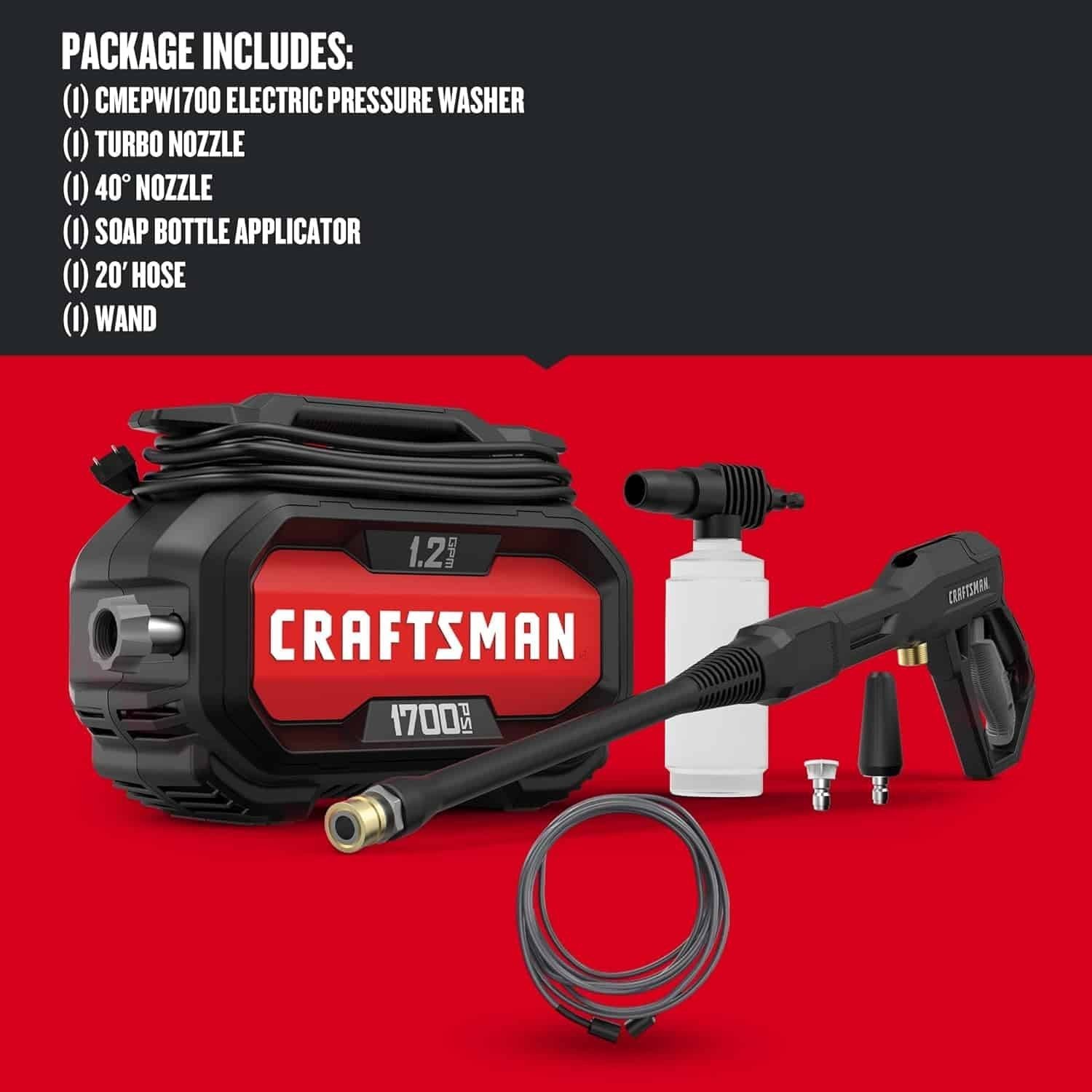 CRAFTSMAN Electric Pressure Washer Cold Water 1700-PSI 1.2-GPM Corded CMEPW1700