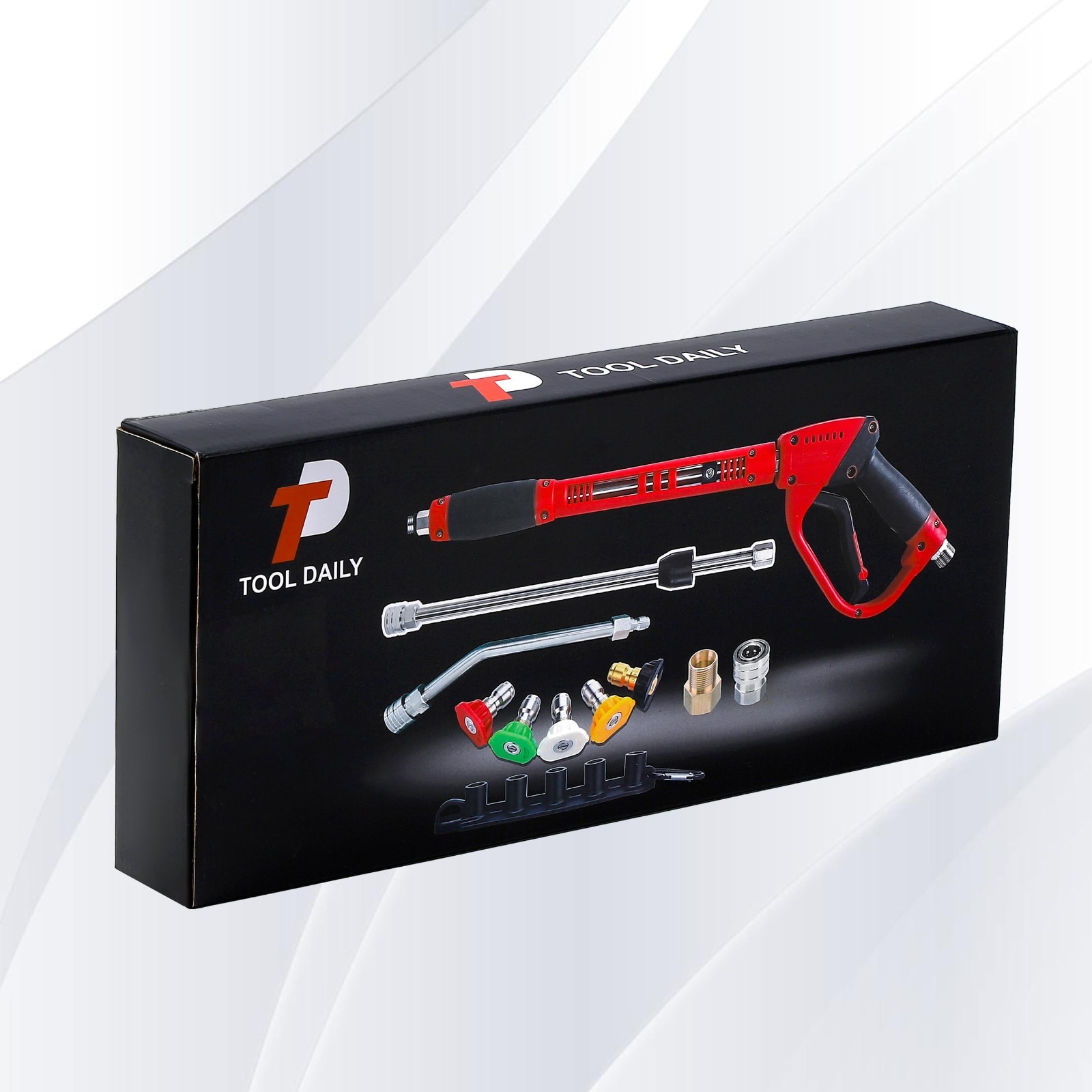 Pressure Washer Gun with Extension Wand, 30° Curved Rod, 5 Nozzle Tips, 4000 PSI