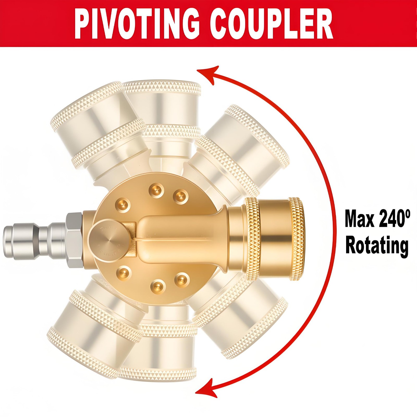 8 PCS Universal Pressure Washer Pivoting Coupler Kit 1/4 Inch 4500 PSI 7 Tip