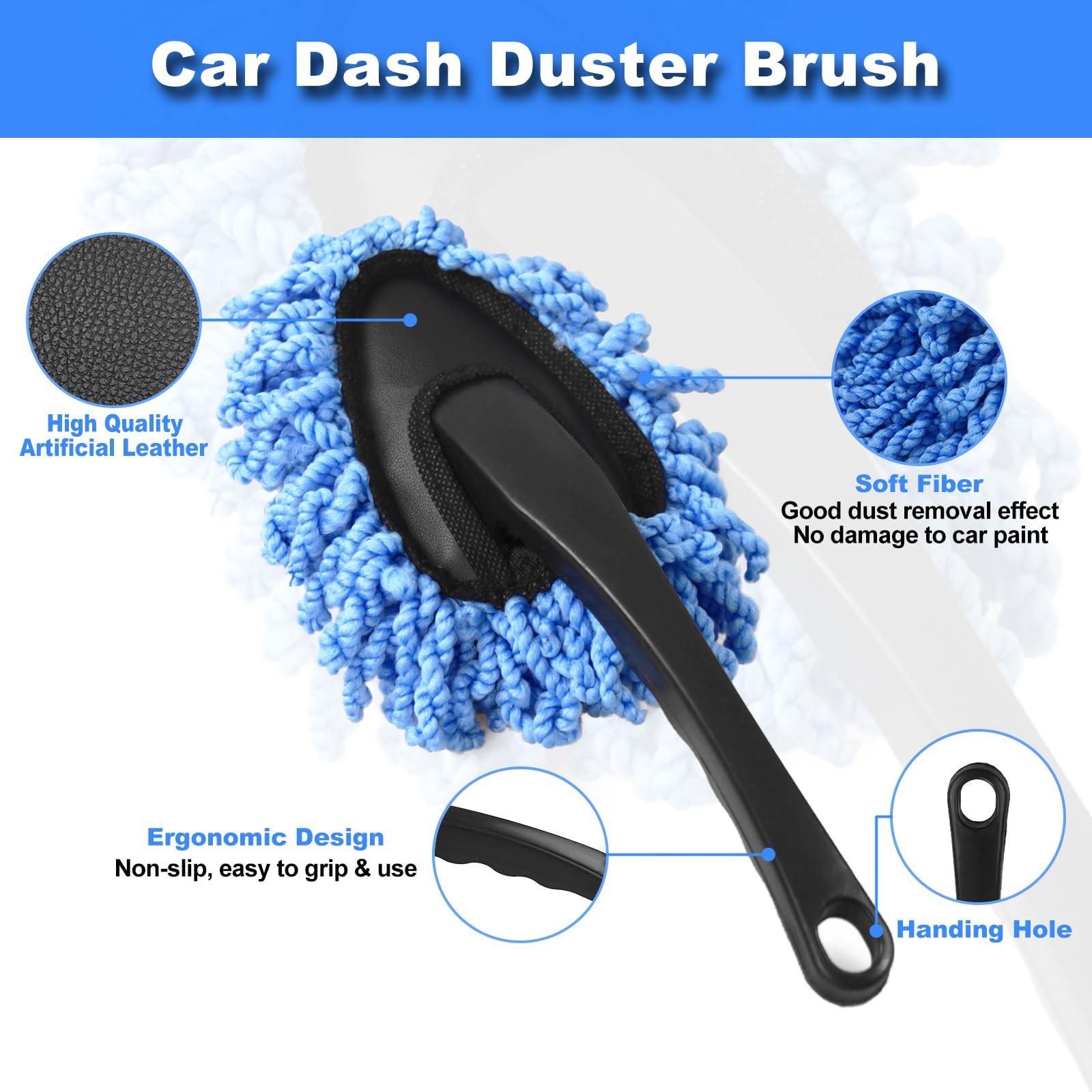 Windshield Cleaner Tool, 15Pcs Car Interior Detailing Kit, Cleaning Blue