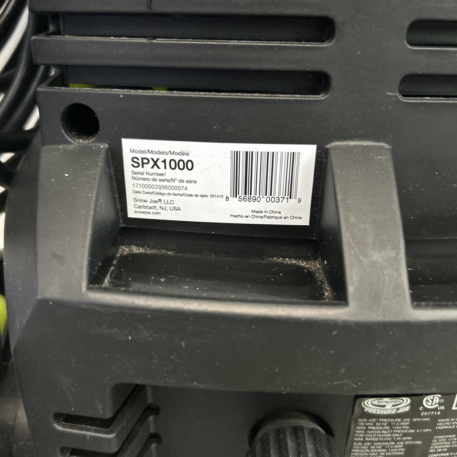 Sun Joe Electric Pressure Washer ONLY 1.1 GPM SPX1000 Portable Water Cleaner