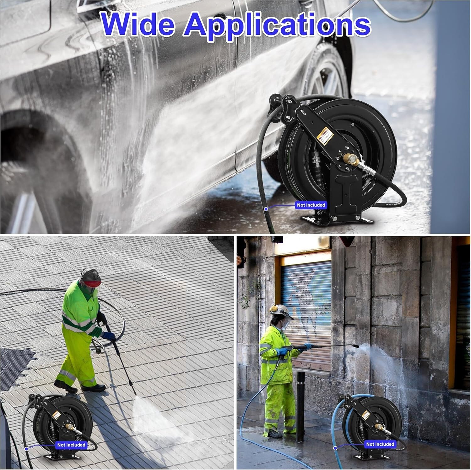 Automatic 50FT Heavy-Duty Hose Reel with 360° Inlet Joint – Perfect for Outdoors