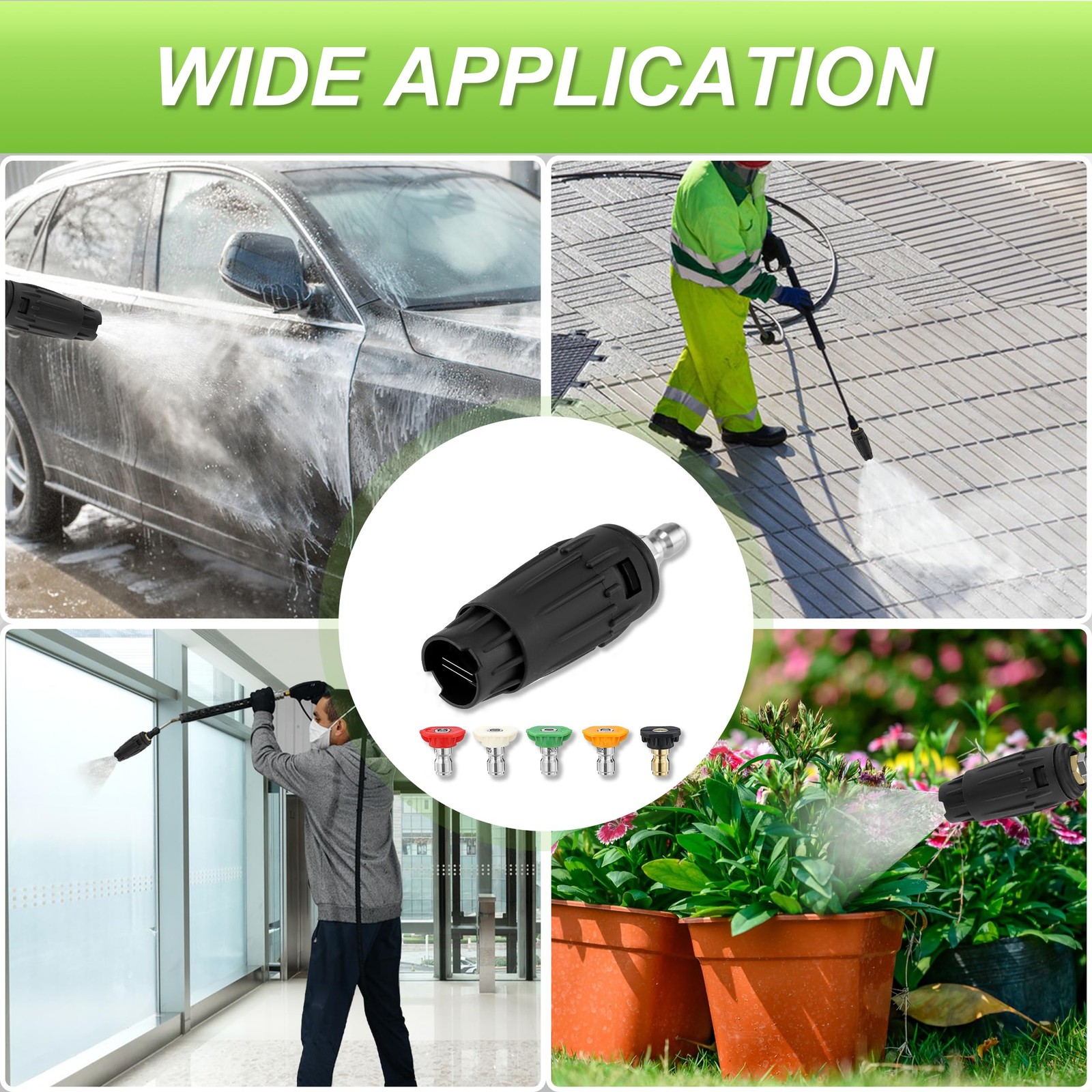 Pressure Washer Tips Adjustable Pressure Washer Nozzle with 5 Spray Nozzle Ti…